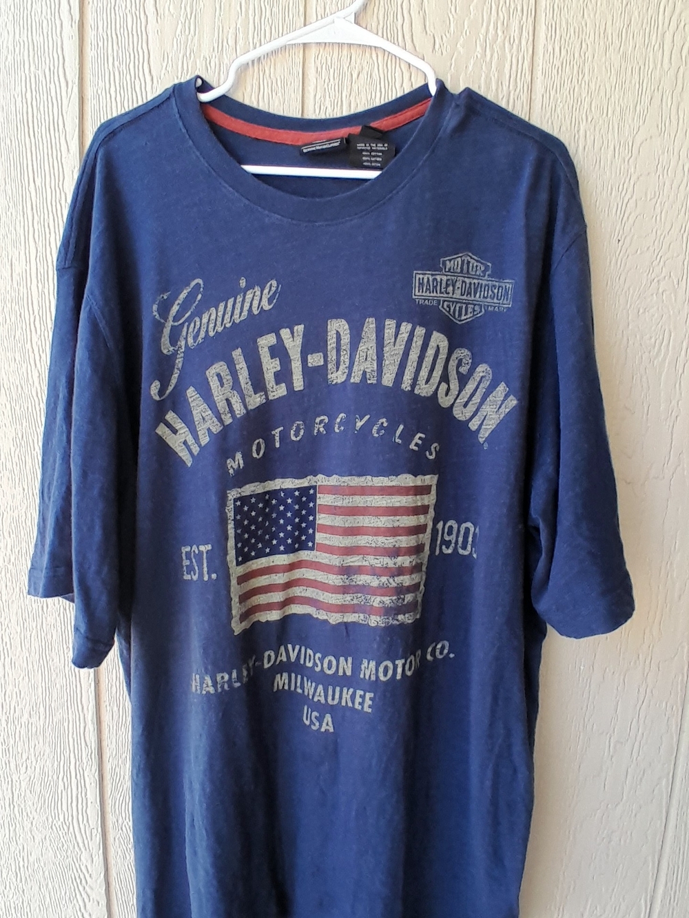Harley-Davidson Navy Blue Kids Tee with Flag Graphic